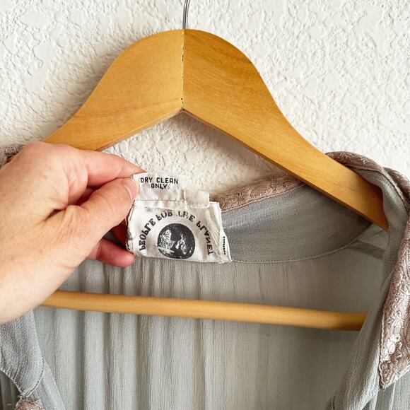 Womens Button Up Maxi Babydoll Dress M/L Hippie Fairy Boho Festival Goblincore - Picture 5 of 10